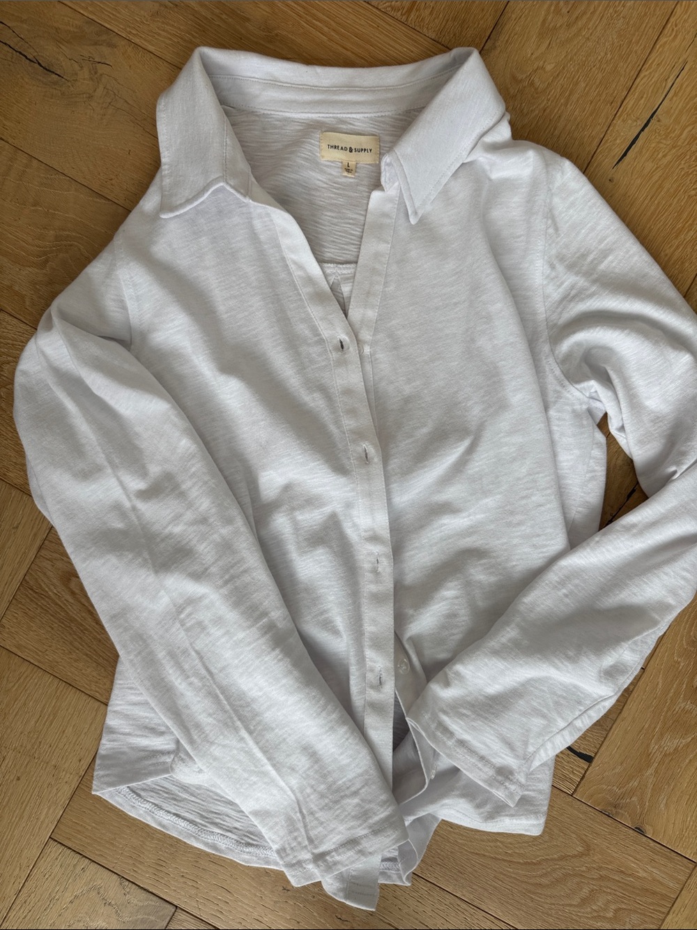 Thread & Supply Crisp White Slub Button-Front Shirt